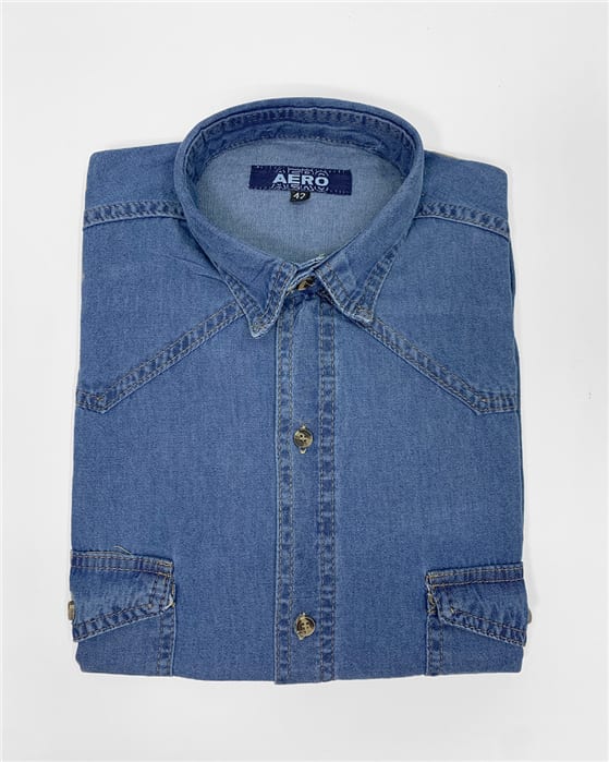 Camisa Jean 2 Bolsillos con Tapa